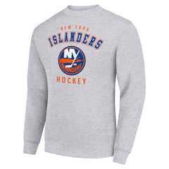 New York Islanders Men's Starter Team Logo Fleece Pullover Sweatshirt - Heather Gray Sweatshirts