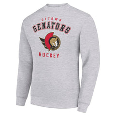 Ottawa Senators Men's Starter Team Logo Fleece Pullover Sweatshirt - Heather Gray Sweatshirts