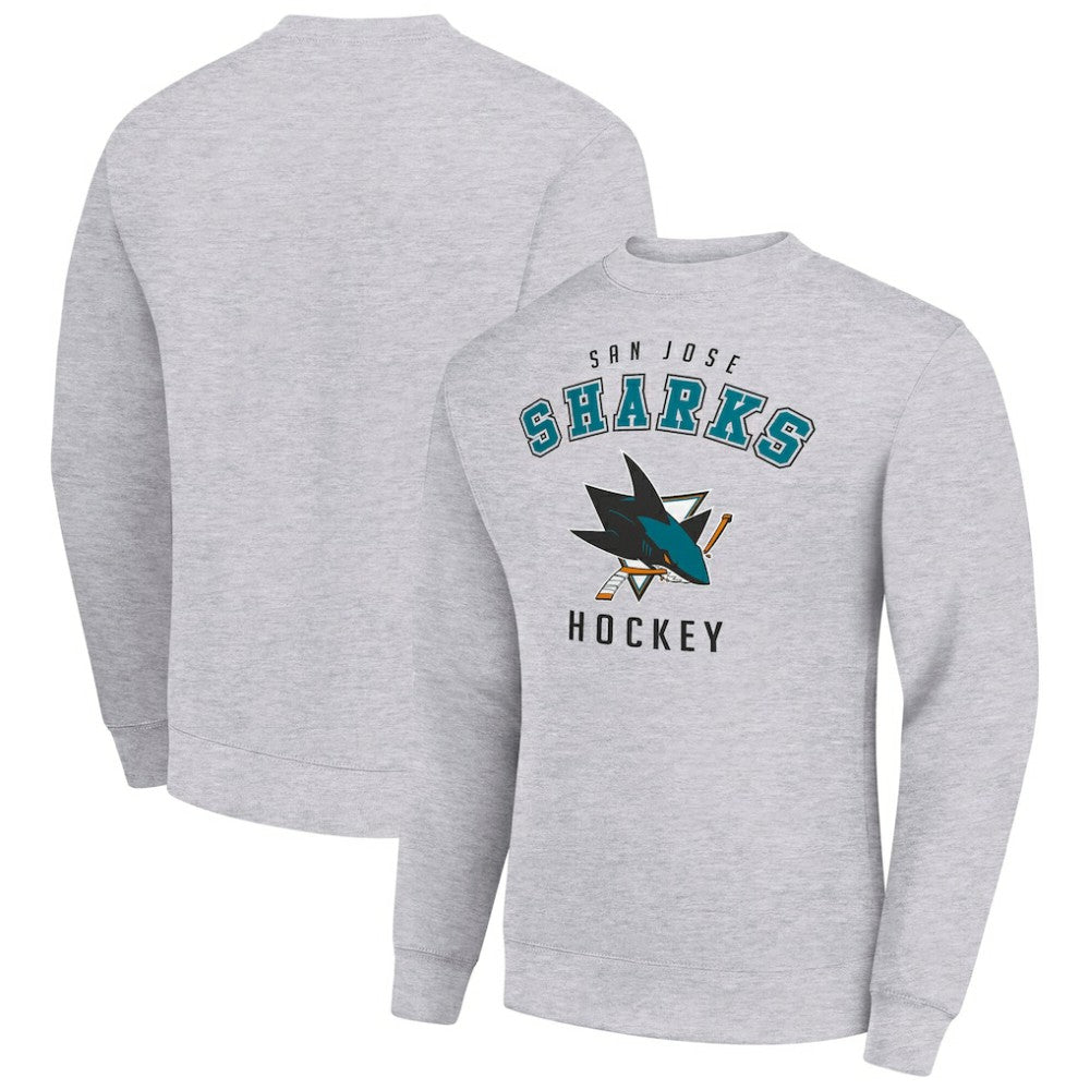 San Jose Sharks Men's Starter Team Logo Fleece Pullover Sweatshirt - Heather Gray Sweatshirts
