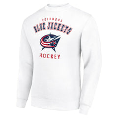 Columbus Blue Jackets Men's Starter Team Logo Fleece Pullover Sweatshirt - White Sweatshirts