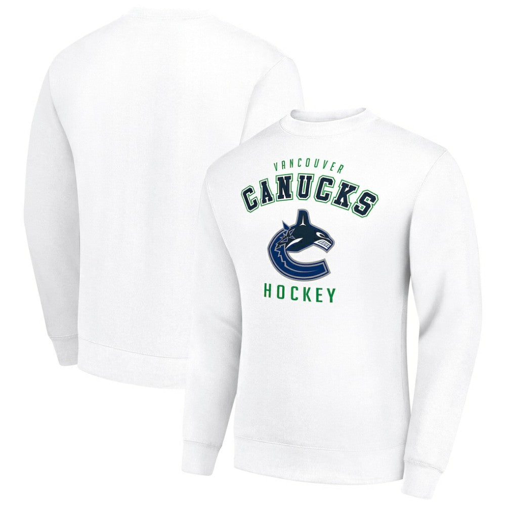 Vancouver Canucks Men's Starter Team Logo Fleece Pullover Sweatshirt - White Sweatshirts