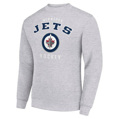 Winnipeg Jets Men's Starter Team Logo Fleece Pullover Sweatshirt - Heather Gray Sweatshirts