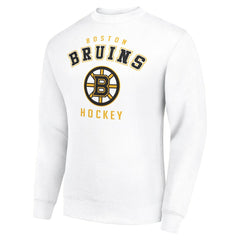 Boston Bruins Men's Starter Team Logo Fleece Pullover Sweatshirt - White Sweatshirts