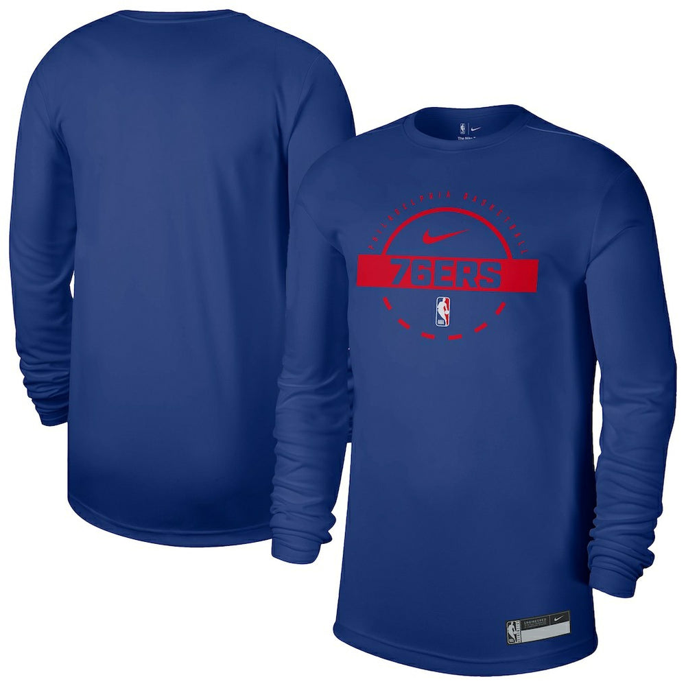 Philadelphia 76ers 2025/26 On-Court Flare Dri-FIT Practice Long Sleeve Tri-Blend T-Shirt - Royal sale