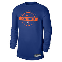 New York Knicks 2025/26 On-Court Flare Dri-FIT Practice Long Sleeve Tri-Blend T-Shirt - Blue cheap