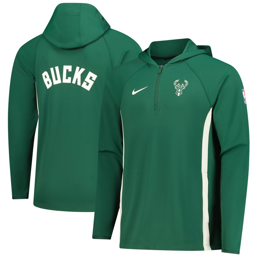 Milwaukee Bucks Authentic On Court Zone Quarter-Zip Dri-FIT Hoodie Jacket - Hunter Green for sale