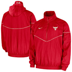 Chicago Bulls Courtside Windrunner Woven Half-Zip Hooded Jacket - Red for sale