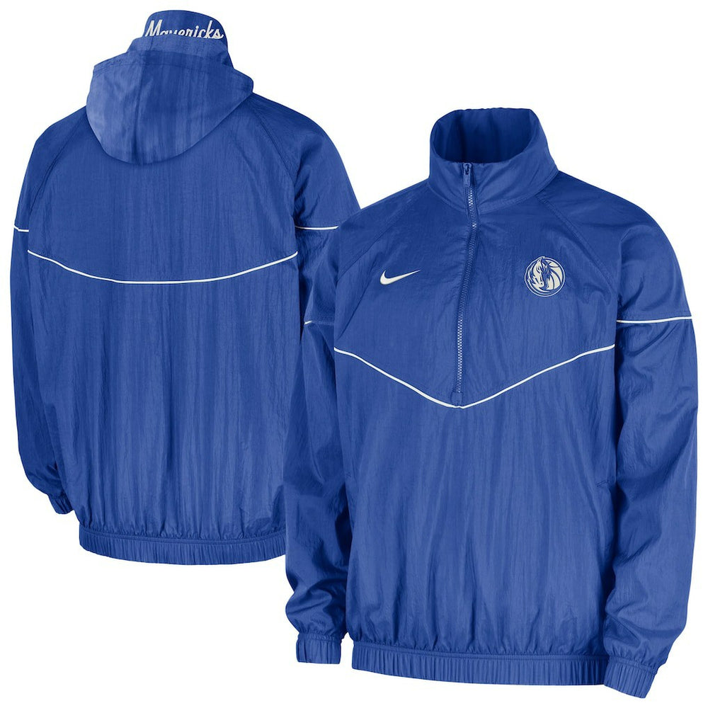 Dallas Mavericks Courtside Windrunner Woven Half-Zip Hooded Jacket sale - Blue shop