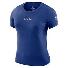 New York Knicks Women's Courtside Modest Cropped Tri-Blend T-Shirt - Blue discount