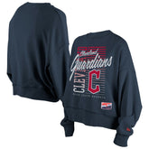 Cleveland Guardians Women's Boxy Mineral Wash Dolmen Sleeve Cropped Sweatshirt Navy
