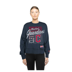 Cleveland Guardians Women's Boxy Mineral Wash Dolmen Sleeve Cropped Sweatshirt Navy