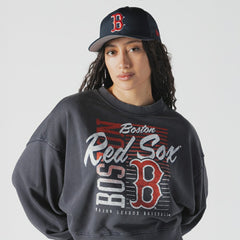 Boston Red Sox Women's Boxy Mineral Wash Dolmen Sleeve Cropped Sweatshirt Navy
