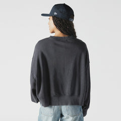 New York Yankees Women's Boxy Mineral Wash Dolmen Sleeve Cropped Sweatshirt Navy