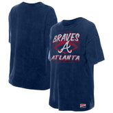 Atlanta Braves Women's Mineral Wash Oversized T-Shirt Navy