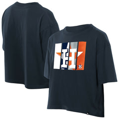 Houston Astros Women's Boxy Foil Logo T-Shirt Navy