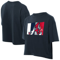 Atlanta Braves Women's Boxy Foil Logo T-Shirt Navy