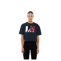Atlanta Braves Women's Boxy Foil Logo T-Shirt Navy