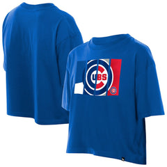 Chicago Cubs Women's Boxy Foil Logo T-Shirt Royal