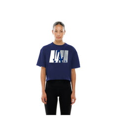 Los Angeles Dodgers Women's Boxy Foil Logo T-Shirt Royal
