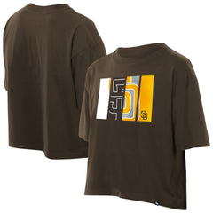 San Diego Padres Women's Boxy Foil Logo T-Shirt Brown