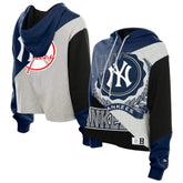 New York Yankees Women's Upcycled Color Block Cropped Boxy Hoodie