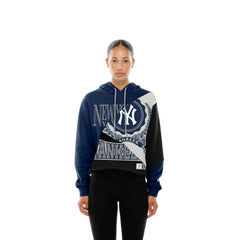 New York Yankees Women's Upcycled Color Block Cropped Boxy Hoodie