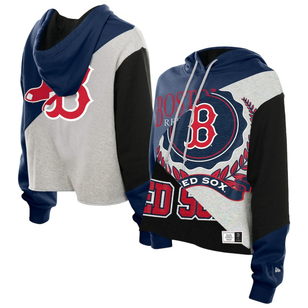 Boston Red Sox Women's Upcycled Color Block Cropped Boxy Hoodie