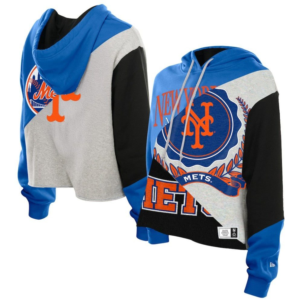 New York Mets Women's Upcycled Color Block Cropped Boxy Hoodie