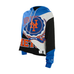 New York Mets Women's Upcycled Color Block Cropped Boxy Hoodie