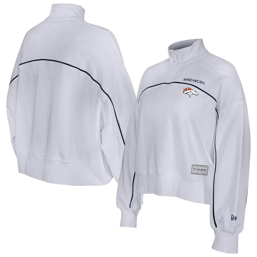New Era Denver Broncos Female Adult White Functional Fandom Quarter-Zip Sweatshirt sale