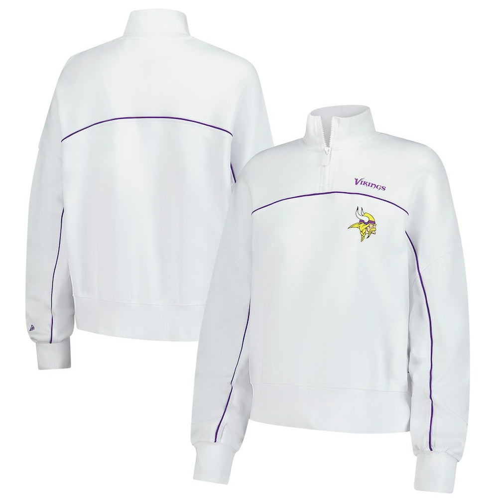 New Era Minnesota Vikings Female Adult White Functional Fandom Quarter-Zip Sweatshirt for sale