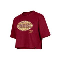 Washington Commanders New Era Girl's Flip Sequin Boxy T-Shirt - Burgundy sale