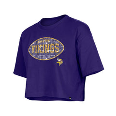 Minnesota Vikings New Era Girl's Flip Sequin Boxy T-Shirt - Purple on sale