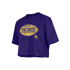 Minnesota Vikings New Era Girl's Flip Sequin Boxy T-Shirt - Purple on sale