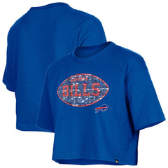 Buffalo Bills New Era Girl's Flip Sequin Boxy T-Shirt - Royal discount