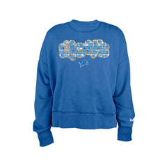Detroit Lions New Era Girl's Flip Sequin Sweatshirt - Blue discount
