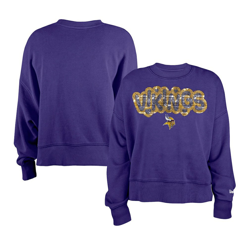 Minnesota Vikings New Era Girl's Flip Sequin Sweatshirt - Purple sale