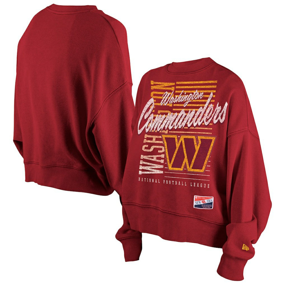 Washington Commanders New Era Women's Oversized Throwback Mineral Wash Crew Neck Sweatshirt - Black for sale