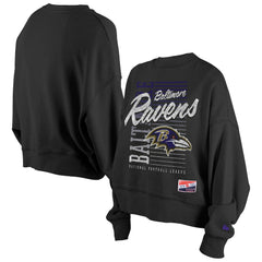 Baltimore Ravens New Era Women's Oversized Throwback Mineral Wash Crew Neck Sweatshirt - Black sale