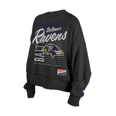 Baltimore Ravens New Era Women's Oversized Throwback Mineral Wash Crew Neck Sweatshirt - Black sale