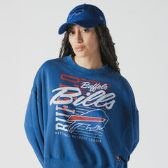 Buffalo Bills New Era Women's Oversized Throwback Mineral Wash Crew Neck Sweatshirt - Royal online