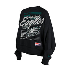 Philadelphia Eagles New Era Women's Oversized Throwback Mineral Wash Crew Neck Sweatshirt - Black outlet