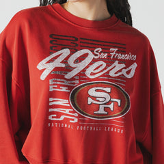 San Francisco 49ers New Era Women's Oversized Throwback Mineral Wash Crew Neck Sweatshirt - Scarlet for sale