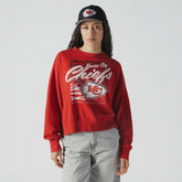 Kansas City Chiefs New Era Women's Oversized Throwback Mineral Wash Crew Neck Sweatshirt - Red sale