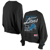 Detroit Lions New Era Women's Oversized Throwback Mineral Wash Crew Neck Sweatshirt - Black outlet
