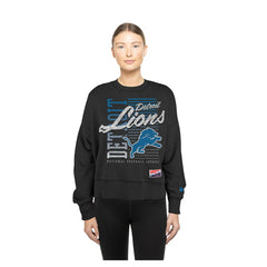 Detroit Lions New Era Women's Oversized Throwback Mineral Wash Crew Neck Sweatshirt - Black outlet