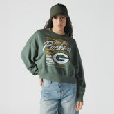 Green Bay Packers New Era Women's Oversized Throwback Mineral Wash Crew Neck Sweatshirt - Green cheap