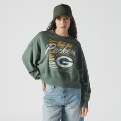 Green Bay Packers New Era Women's Oversized Throwback Mineral Wash Crew Neck Sweatshirt - Green cheap