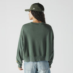 Green Bay Packers New Era Women's Oversized Throwback Mineral Wash Crew Neck Sweatshirt - Green cheap