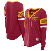 Washington Commanders New Era Women's Throwback Lace-Up Long-Sleeve T-Shirt - Burgundy on sale